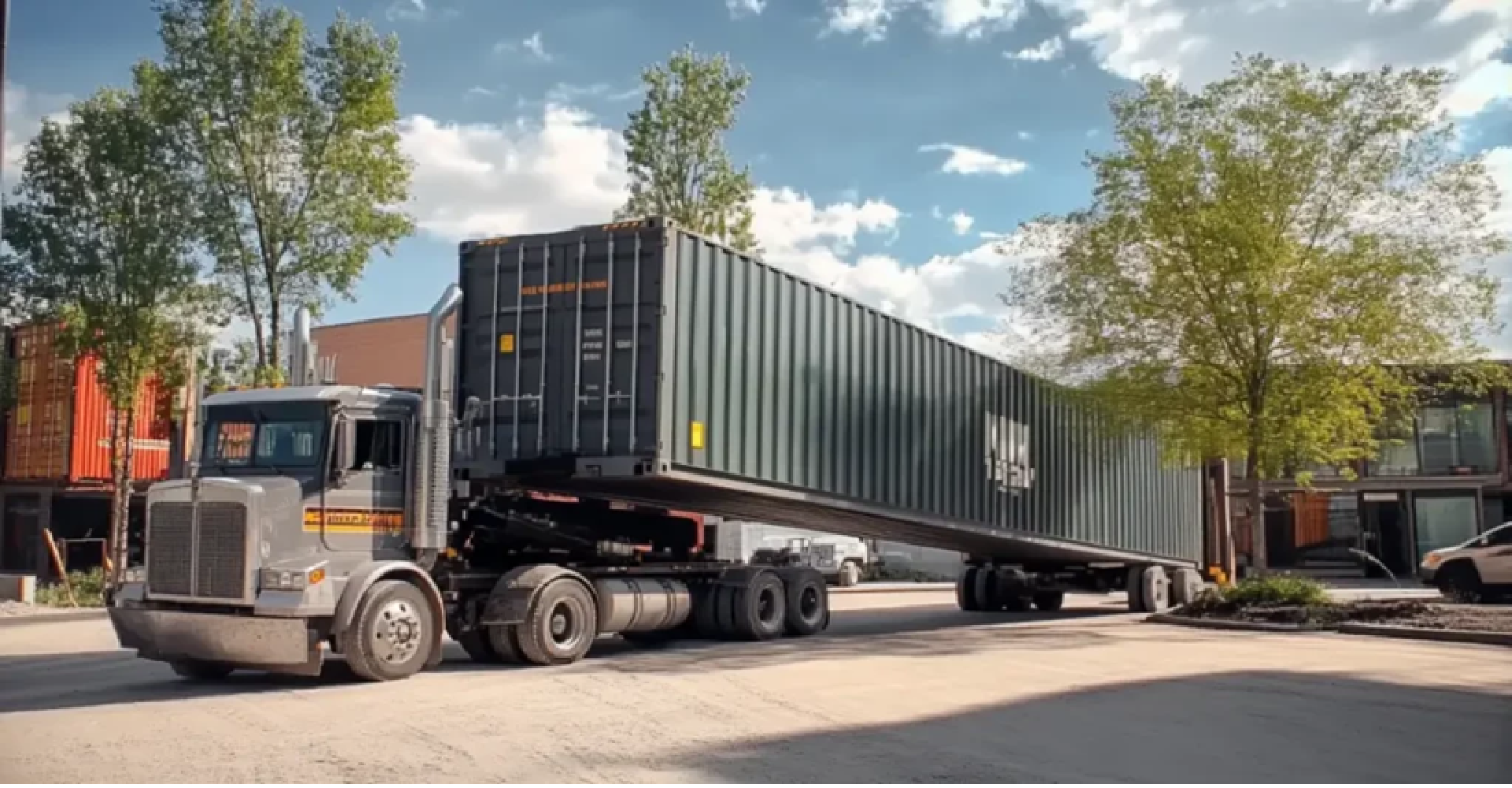 Delivery of shipping container